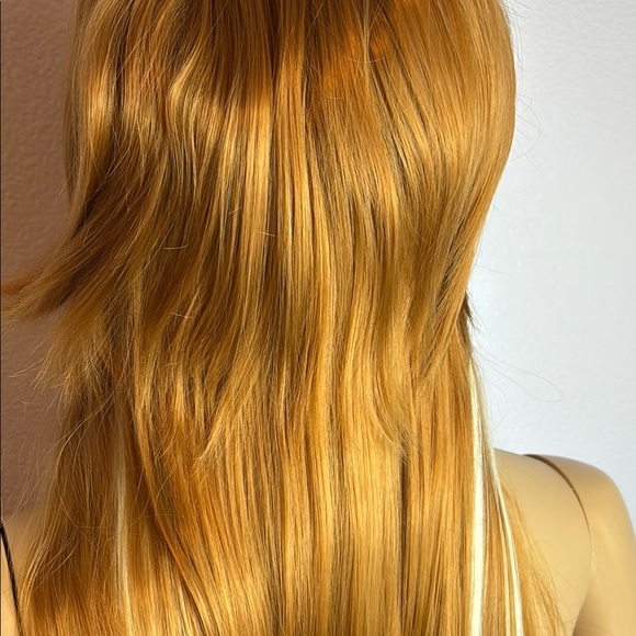 Extra Long Anna Frozen - Strawberry Blonde Wig With White Streak Highlights - Picture 2 of 10